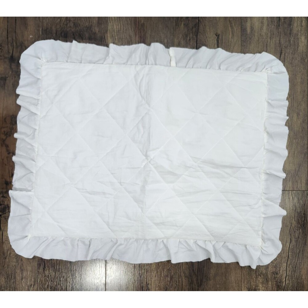 Vtg Ruffle White Pillow Sham Standard Shabby Chic Cottage